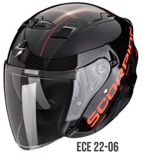 Image of Scorpion Exo 230 QR Jet Motorcycle Helmet Black Red Size XS