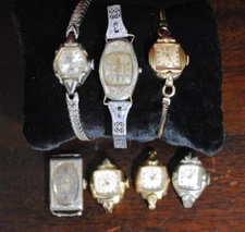 For Parts/Repair Lot of 7 Vintage Women's Watches Bulova, Caravelle, Art Deco