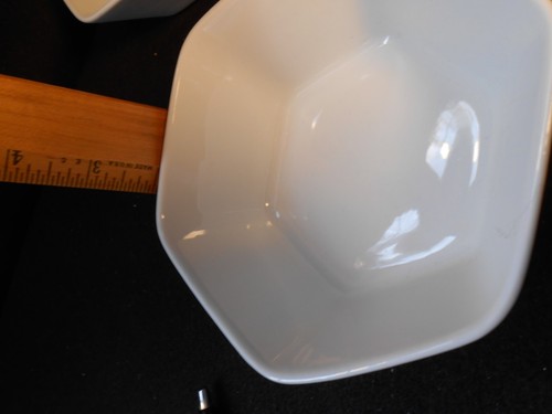 Crate & Barrel All White 5.5" Hexgon (six-sided) Soup / Cereal Bowl ~Set Of 2 - Picture 3 of 4