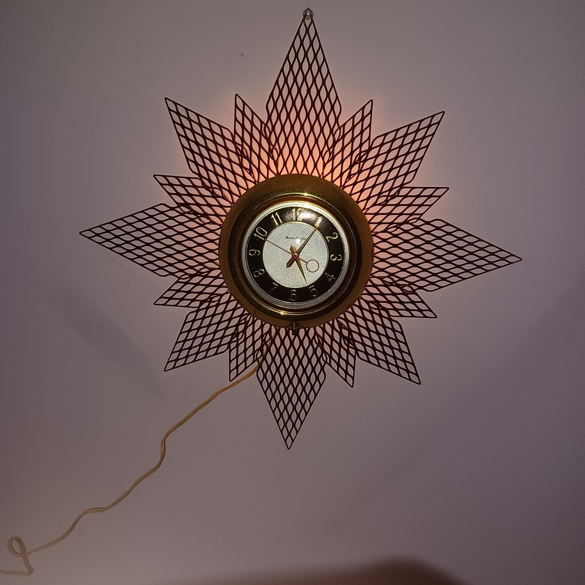 vintage/50’S MASTER CRFTERS/Wall Clock MASTERCRAFTERS STARBURST #128 WALL CLOCK 1950'S RARE ALL