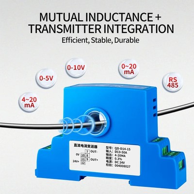 0-150A Current Sensor Transmitter 4-20mA RS485 Closed Loop Hall Current Sensor