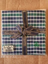 Brooks Brothers Green, Blue  White Plaid Pocket Square NWT New Old Stock