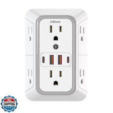 JcBlaon Outlet Extender Surge Protector - 6 Outlet Splitter with 4 USB Ports