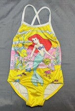 Vintage Little Mermaid Walt Disney Swimsuit Toddler Size 4 Candlesticks Kids 90s