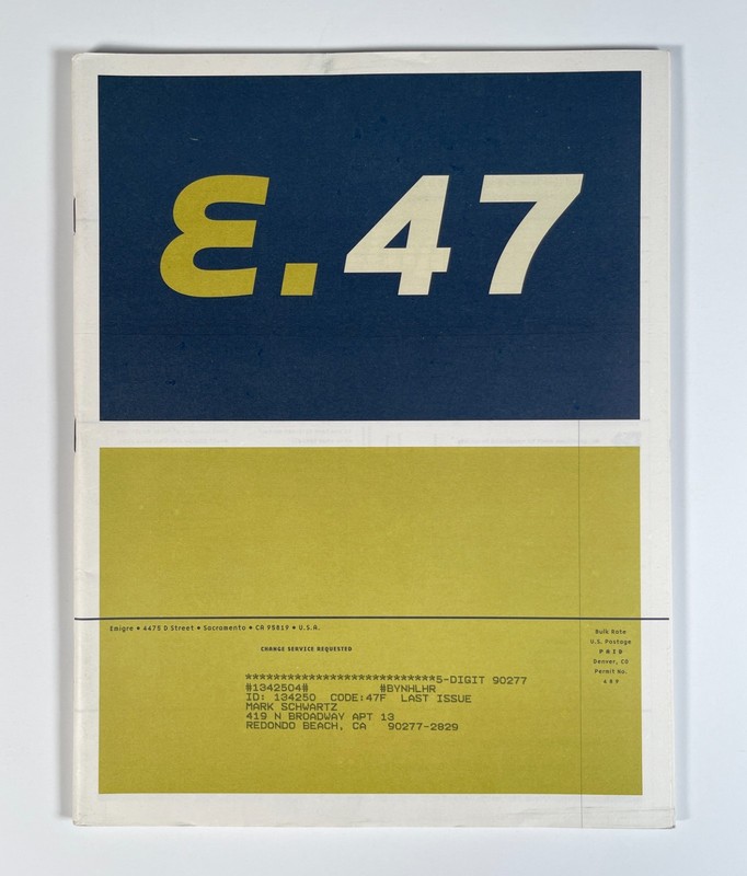Emigre Magazine No. 47 — Summer 1998 — Outer Cover Included — VG+