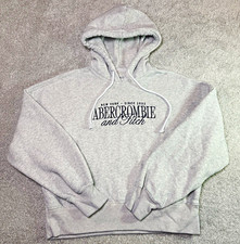 Abercrombie Fitch Soft A F Essentials Hoodie Pullover Light Heather Gray Small