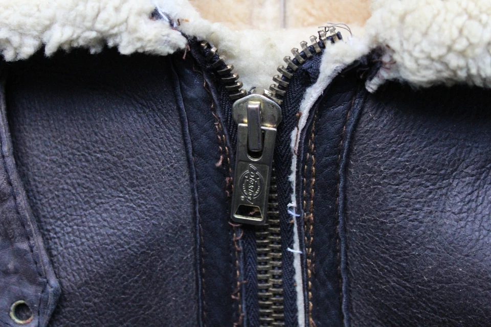 Chaqueta MOUTON bomber de cuero de piel de oveja gamuza vintage años 60 L Foto 3 de 4