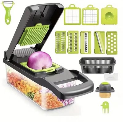 16 in 1 Gemüsehacker Salat Obst Mandoline Schneider Lebensmittel Würfelschneider Schäler