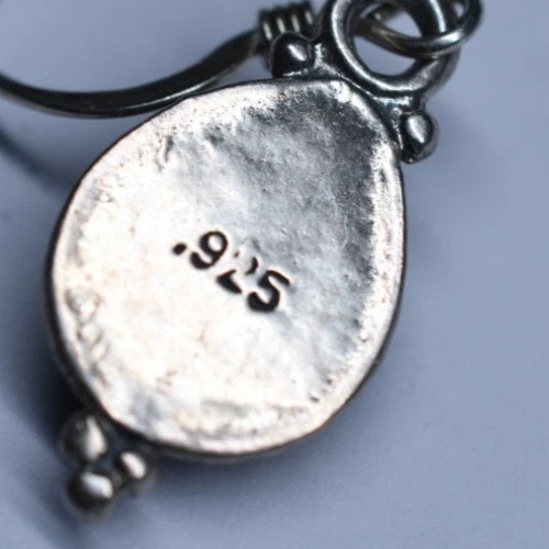 Pendientes colgantes de plata de ley de ópalo de fuego rosa mexicano Foto 3 de 3