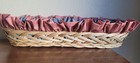 Vtg Farmhouse Wicker Pink & Blue Floral Bread Basket French Country Style Easter — photo 3