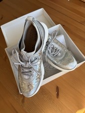 Image of Geox Women’s Respira Sparkly Silver Trainers Size UK 6 In Box RRP £125 EUR39