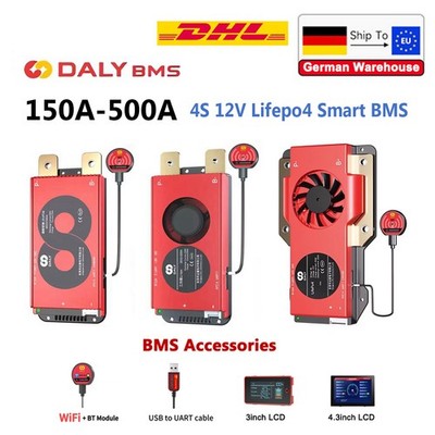 Daly Smart BMS 4S 12V Lifepo4 Battery 150A/200A/250A/300A/500A w/Balance BT LCD