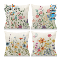 Kissenbezug 45X45 Cm Dekorativ FrüHling Bunte Blumen Schmetterlinge Garten