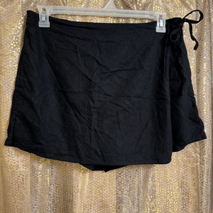 Old Navy Black Wrap Front Mini Skort Skirt/Shorts Linen Blend Large