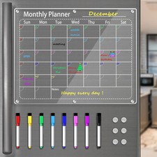 Magnetic Dry Erase Board Clear Acrylic Planning Board for Fridge Calendar