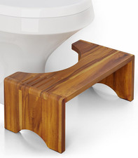 Foldable Toilet Stool, Acacia Wood Poop Stool for Potty Training, 7 Inch Wooden