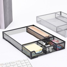 5 Compartments Draw Organiser Desk Drawer Tray Makeup Storage Metal Divider