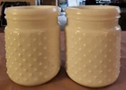Vintage Two Milk Glass Jar 3.5 X 5 Inches Diameter Hobnail Patterned