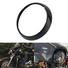 7" Black Headlight Trim Ring Bezel For Harley Road Glide Electra Glide