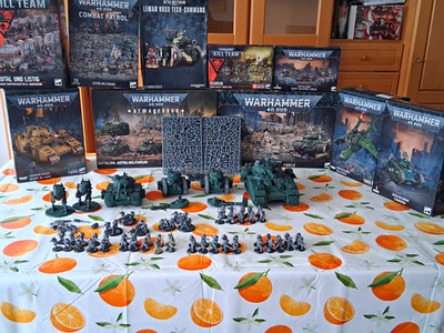 Warhammer 40.000 Astra Militarum Konvolut Cadian/Kasrkin Fahrzeuge teils bemalt