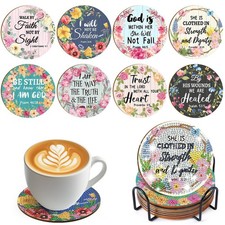 Sitsink Christian Diamond Painting Coasters - 8 Pcs Christian Bible Verse Dia...