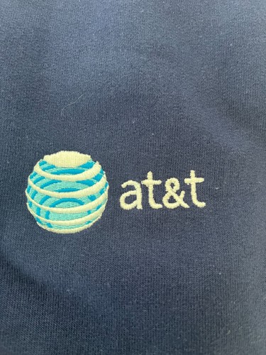 Blue AT&T Employee Full Zip Hoodie Mens Size Large Long Sleeve Embroidered Logo - Picture 4 of 9