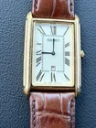 Seiko Tank Watch Men 26mm White Dial Gold Tone Date 7N89-0AD0 New Battery VTG