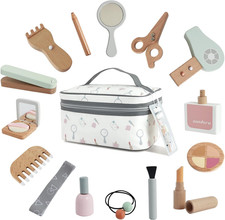 Wooden Makeup Toy Set Pretend Wood Beauty Salon Toys Toddler Wooden Makeup Kit f