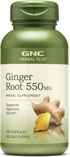 GNC Herbal Plus Ginger Root Supplement Digestive Healthy Support 100pcs NEW