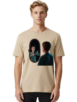 Man-Looking-Into-Mirror Mens Graphic Tee, 100% Cotton, Casual Summer Wear