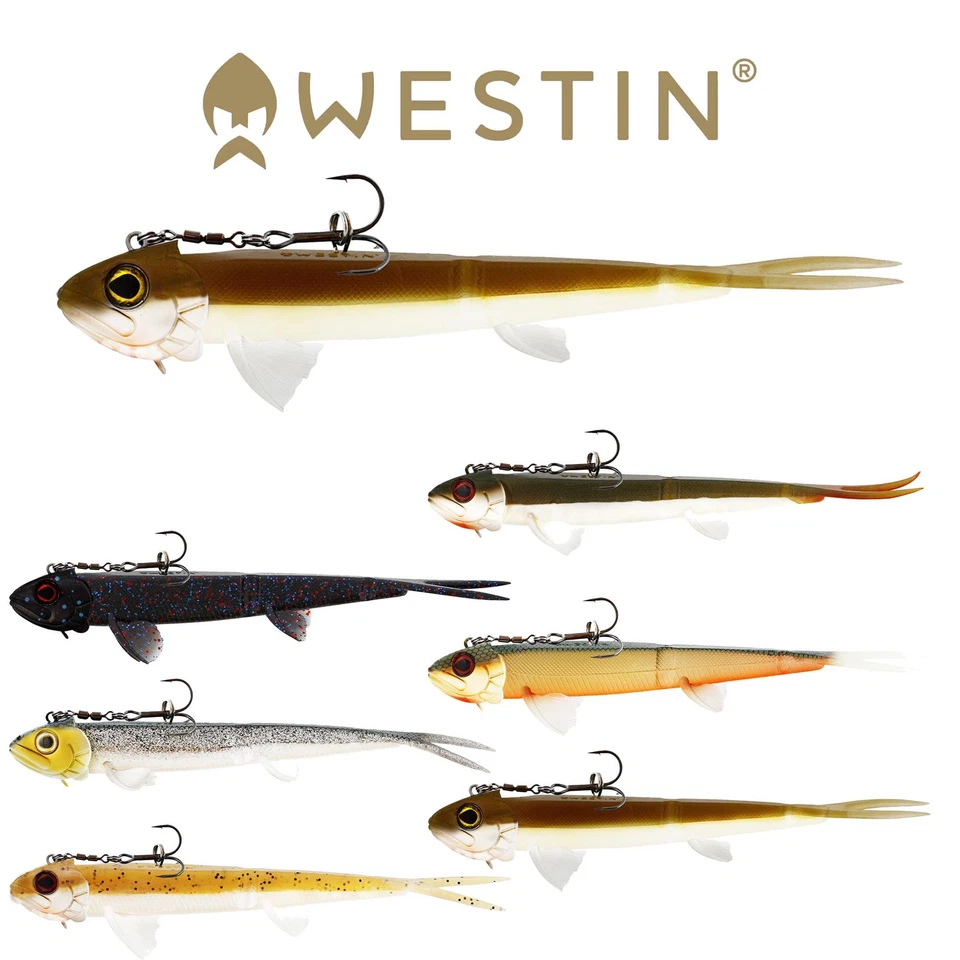 Westin Twinteez Pelagic V-Tail R 'N R 21 cm / 70 g pesce in gomma montato Ready Rig
