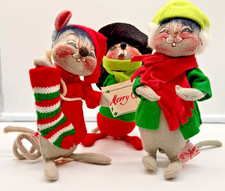 Vintage Annalee Set Lot 3 Caroling Mice Mouse Poseable Christmas 1965 1990 1992