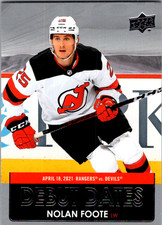 2021-22 UD Series 1 Debut Dates Nolan Foote #DD-23 New Jersey Devils