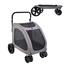Pet Stroller 4-Wheels Dog Stroller Carrier 160lbs Weight Capacity Portable