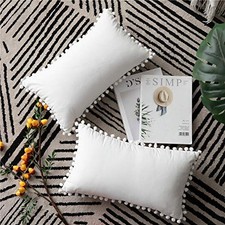 Decorative Pillow Cases 12x20: 2 Pack Cozy 20" x 12" Pack of 2 Cream White