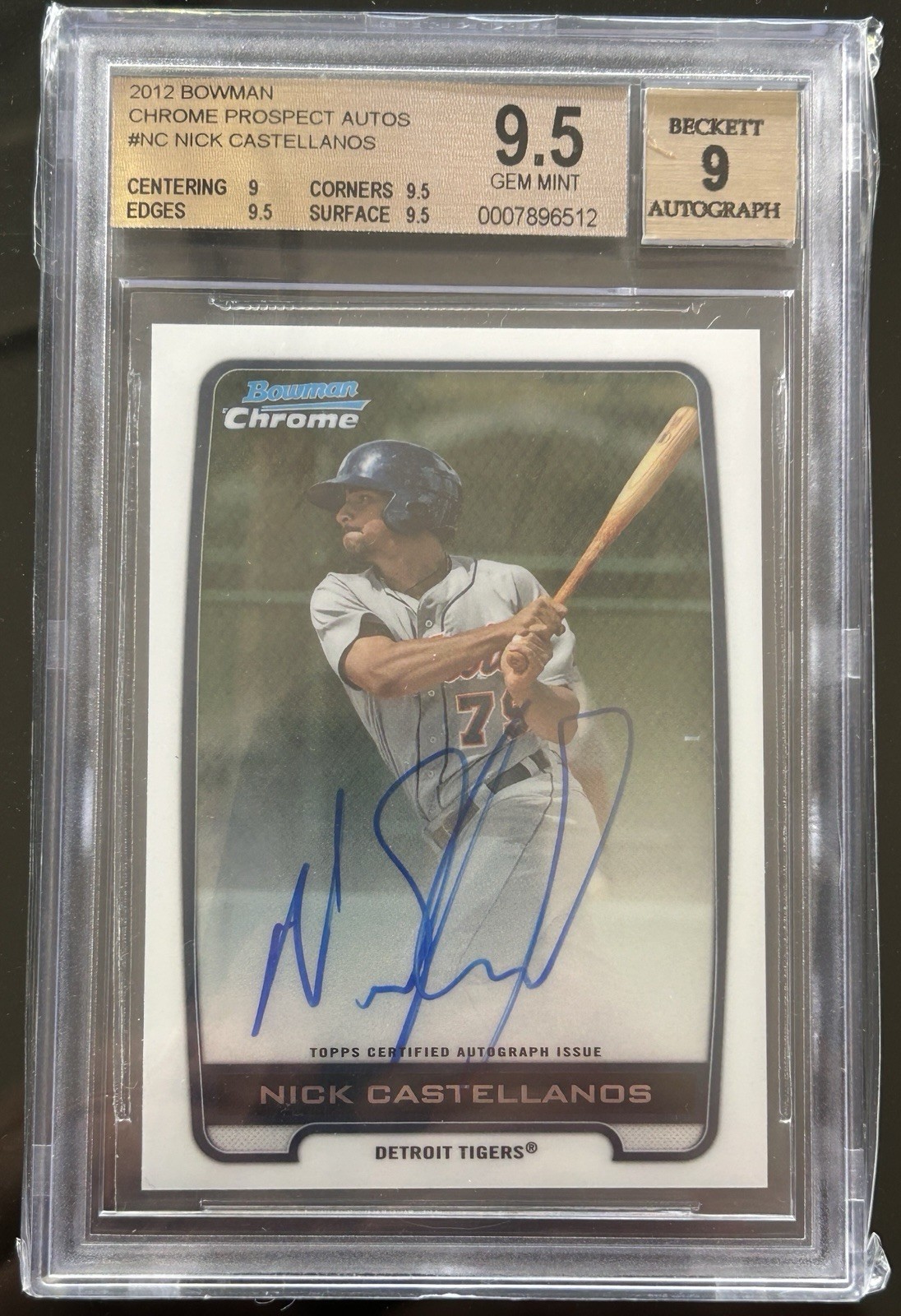 2012 Bowman Chrome Autograph #BCA-NC Nick Castellanos BGS 9.5 BGS Auto 9