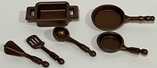 Vintage Playmobil 5300 5322 Victorian Mansion Dollhouse Kitchen Copper Pots Pans