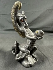 Rawcliffe Pewter Mr. Magic Dragon Star Egg 2003 orange crystal eyes vintage