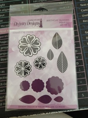 Divinity Designs Stamp and Die Set called Birthday Blooms **NEW**