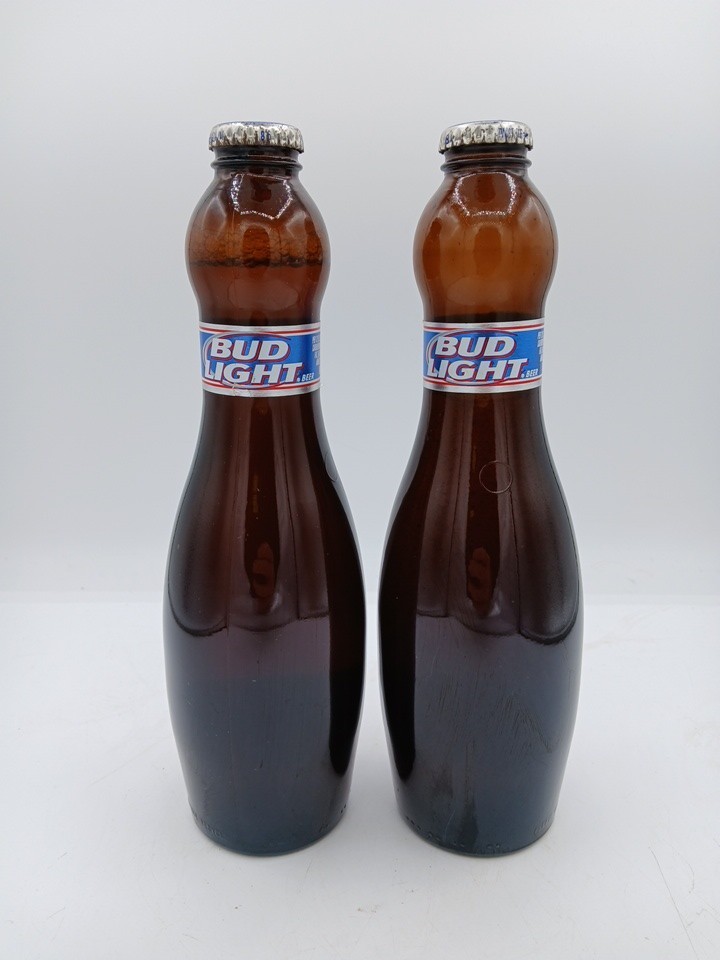 Vintage 2007 Bud Light Amber Glass Bowling Pin Bottle 9 1/2" tall Free Shipping!