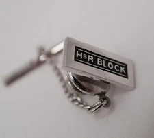 H&R Block Silver Tone Tie Pin Tie Tack Men's Jewelry