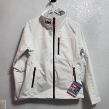 Helly Hansen Crew Jacket 2.0 Women M White Lined Waterproof Breathable Sailing