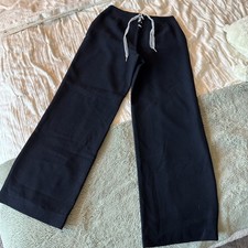 VTG Ralph Lauren Green Tag Navy Wool Dress Pants Size 10 With Gauze Bow Tie Back