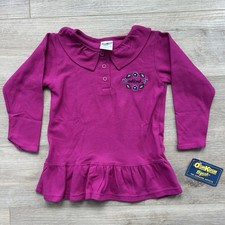 NWT Vintage Oshkosh B  gosh 4T Fuscia Flower Embroidered Thermal Ruffle Top USA