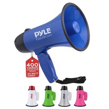 Pyle Compact  Portable Megaphone Speaker with Siren Alarm Mode PMP21BL