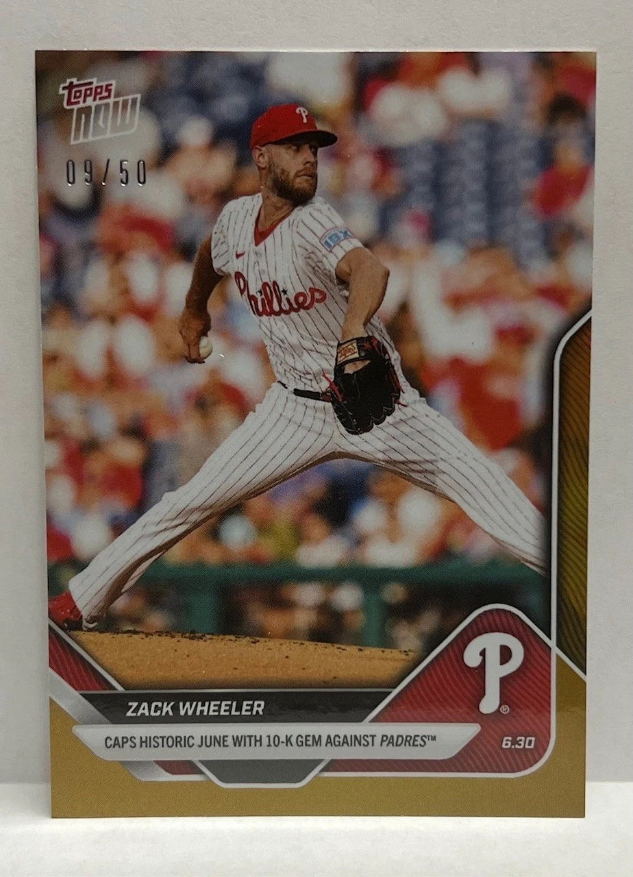 2025 Topps Now #365 Zack Wheeler Philadelphia Phillies GOLD Foil Parallel 09/50