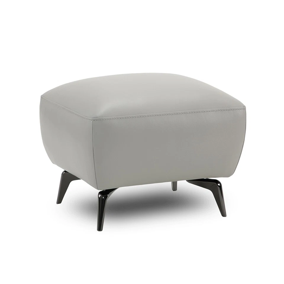 Nest Gustav 4106 Silver Grey Leather & Black Metal Ottoman RRP £449