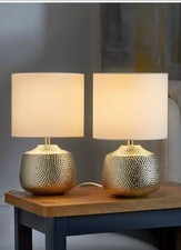 The Very CollectionSet of 2 Hammer Metal Touch Table Lamps - White/Gold