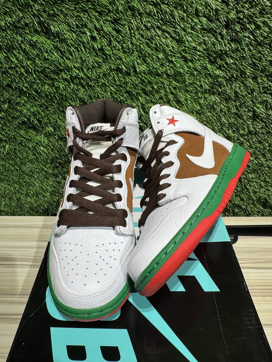 Nike SB Dunk High‎ Cali 2014 Mens Size 12 Sneakers White Brown Green 313171-201 Nike SB Dunk High Cali 2014 White Green Sneakers 313171-201  main image 3