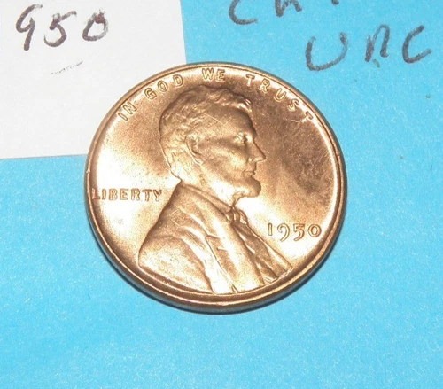 1950       LINCOLN WHEAT CENT   CHOICE RED UNCIRCULATED  #52